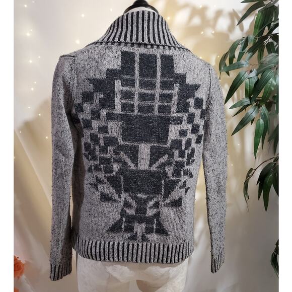AX Armani Exchange Womens Wool Blend Button Cowl Aztec Cardigan Sweater Size XS - Picture 2 of 9